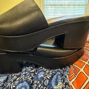 Seychelles Black Mules with Chunky Sole